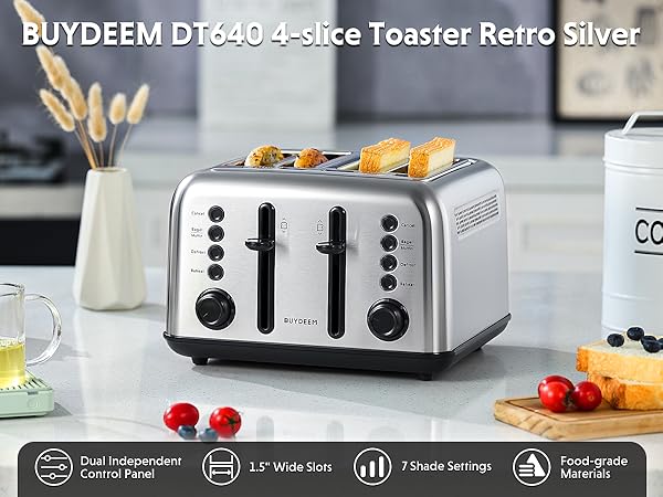 BUYDEEM DT640 4-slice Toaster Retro Silver