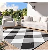 GENIMO 5'x8' Boho Outdoor Rugs for Patios, Waterproof Plastic Straw Rug, Reversible Rv Area Mat C...