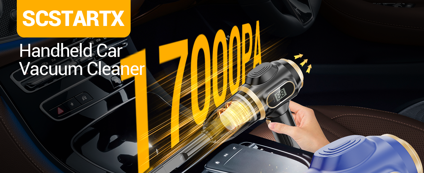 Scstartx Car Vacuum Portable Cordless 16000Pa Cordless Mini Handheld Vacuums