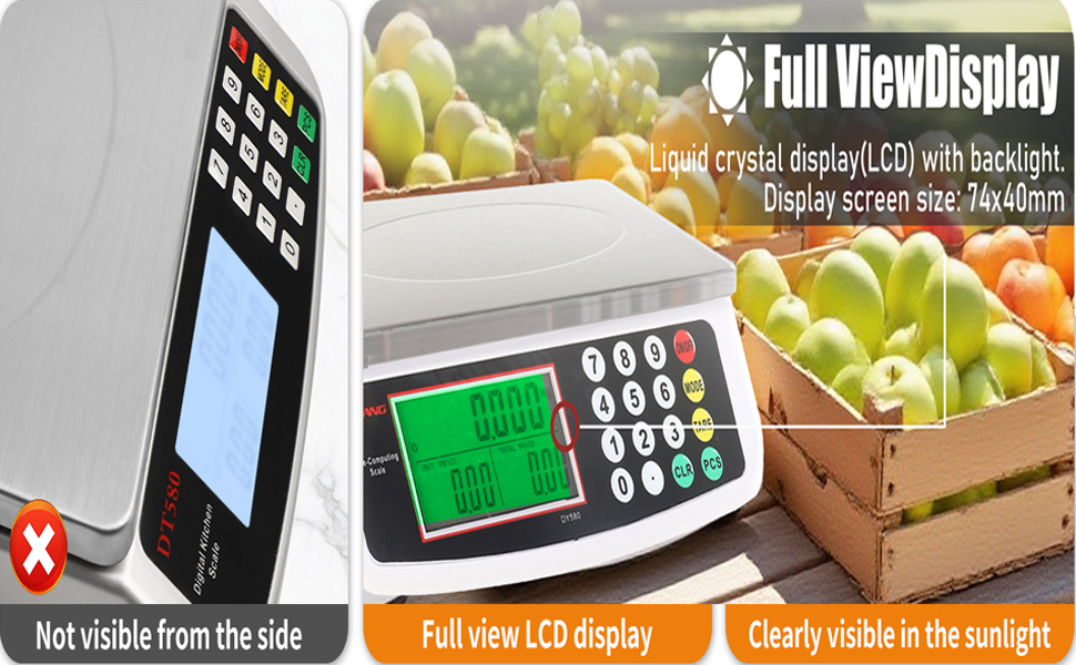 This commercial kitchen scale is great for cooking, baking, calculating the price of meat