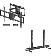 Full Motion TV Wall Mount for Most 37-86 inch TVs, Holds up to 132lbs&amp;Universal Soundbar Mount So...