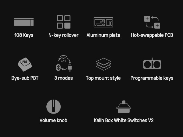 Retro Mechanical Keyboard 108 keys for Windows and Android Programmable Keyboard Hot-swappable