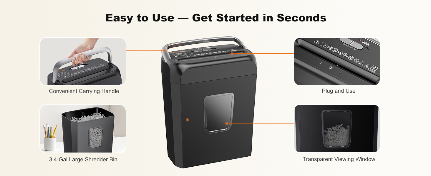 Bonsaii Paper Shredder for Home Use, 3.4 Gal Wastebasket