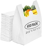 450 Pack white unprinted tshirt reusable grocery shopping bag for bulk