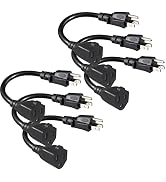 [6 Pack] Short 3 Prong Power Extension Cord - 6inch Black Mini Indoor Grounded Extension Cord,16A...