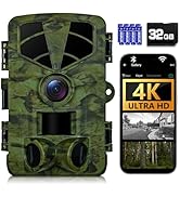 Fargarloo Trail Camera 4K, WiFi Game Camera, 120°Wide Angle, Night Vision Cameras, 32GB TF Card, ...