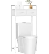 Cerlyunzan Over The Toilet Storage with 2 Fabric Drawers, Freestanding Above Toilet Shelf with Ad...