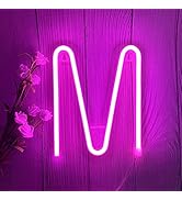 ENUOLI Pink Neon Letter Sign - Battery/USB Powered LED Alphabet Neon Art Lights for Wedding, Birt...