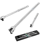 DURATECH 3-Piece Breaker Bar Set with 180° Rotatable Head | 1/4", 3/8", 1/2" Drive, 6", 10”, 15" ...