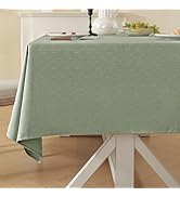 Laolitou Spring Table Cloth Rectangle Linen Waterproof Textured Sage Green Tablecloth, Washable W...