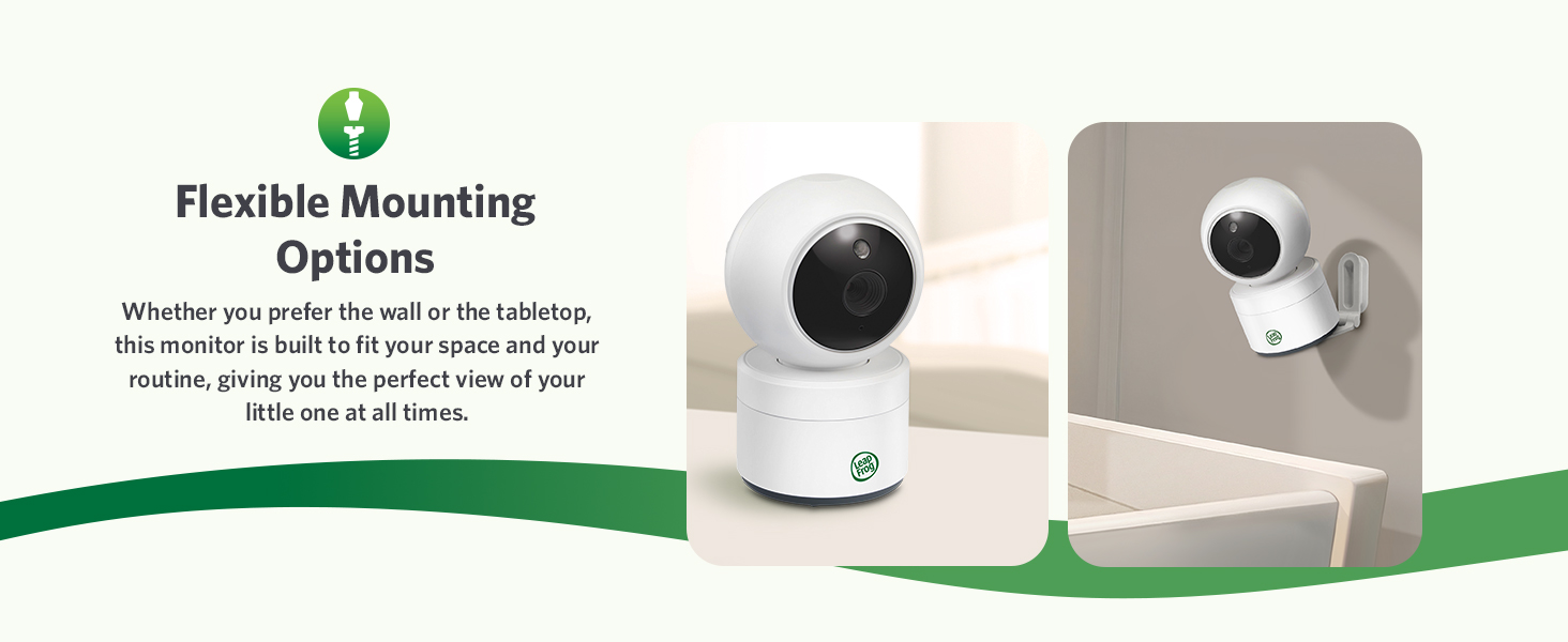 LeapFrog LeapView 360 baby monitor wall mounted with bracket 360 panoramic view easy install