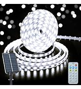 CCILAND Solar Strip Lights Outdoor, 33Ft 640 LED Strip Light Cool White with Remote Timer Dimmabl...
