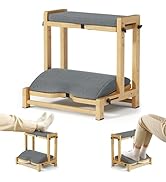 Atoping Double Step Foot Rest for Under Desk at Work,Adjustable Wooden Foot Stool with 4 Heights,...