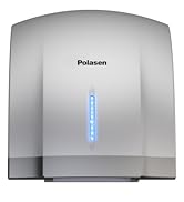 POLASEN Hand Dryer Commercial Silver with 2 Pin Plug 110V Automatic Compact High Speed Air Wiper ...