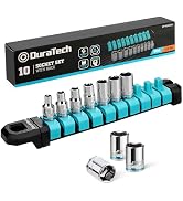 DURATECH 1/4" Drive Socket Set, Metric Socket Set 10PCS, Mechanic Metric Socket Sets with Storage...