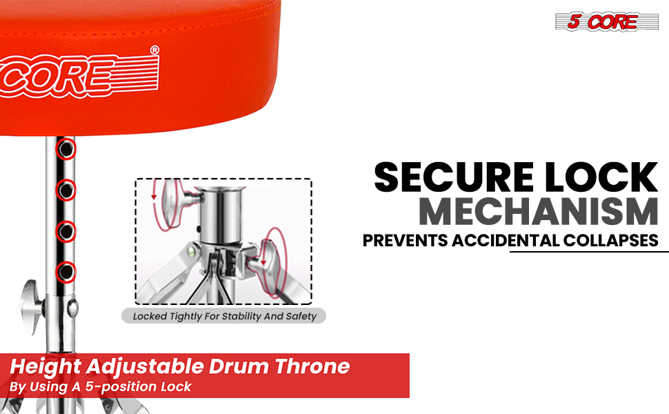 Product image 5 CORE Drum Throne Height Adjustable Guitar Stool Thick Padded Memory Foam