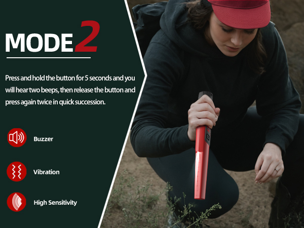 Mode 2 has high sensitivity, vibration and buzzer
