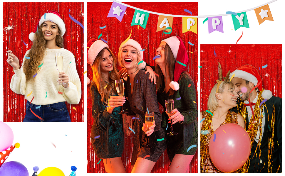 red tinsel backdrop birthday party decorations tinsel curtain party streamers backdrop foil fringe