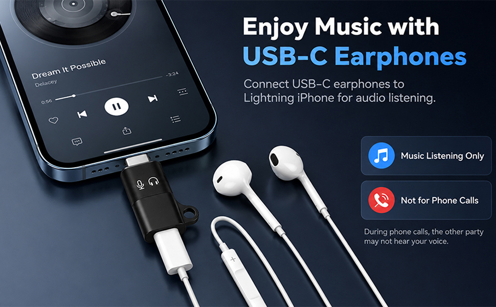 USB C to Lighting OTG Audio Adapter for Connecting DJI Mic Mini