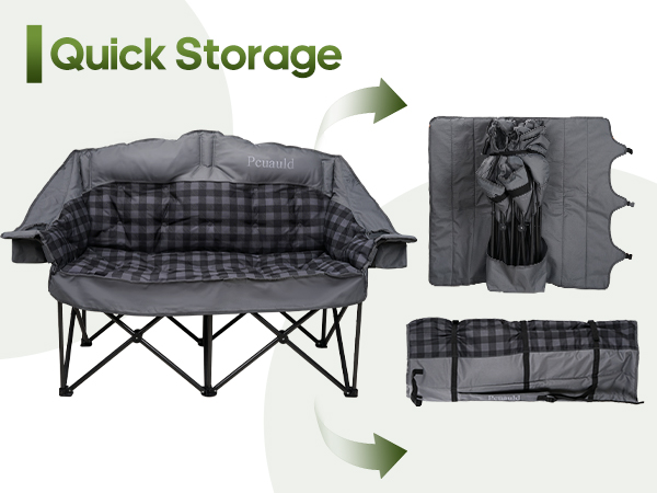 This camping couch features ultra-quick setup and folding in seconds