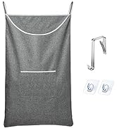 SAVERHO Large Hanging Laundry Hamper Bag, Door Hanging Hamper with Front Pocket Dirty Clothes Han...