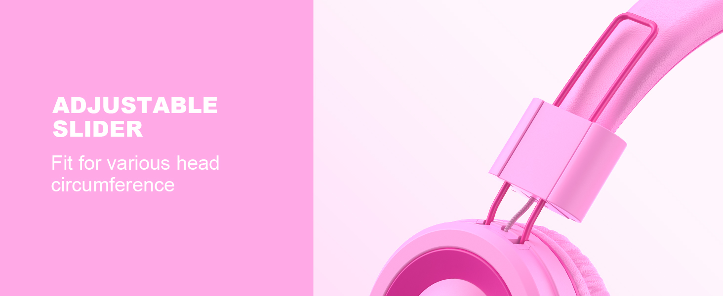 pink child headphones for kids girls boys