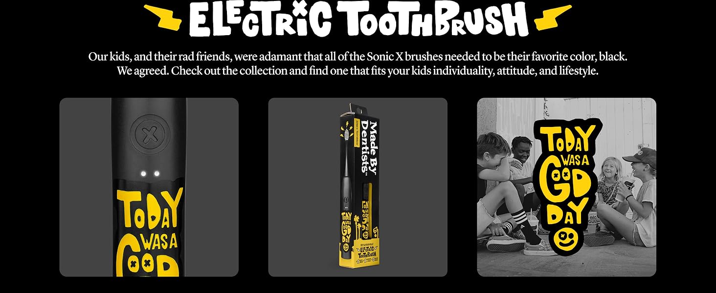 Made by Dentists Sonic X Electric Toothbrush + Replacment Heads- Todays a Good Day