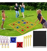 Outdoor Giant Tic Tac Toe Games for Adults and Kids, 4 Ft X 4 Ft Portable Tic Tac Toe Bean Bag To...