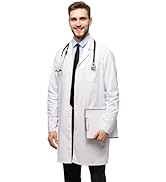 GOLD TEXTILES Professional Lab Coat for Women &amp; Men, White Unisex Labcoat, Cotton Blend Medical D...