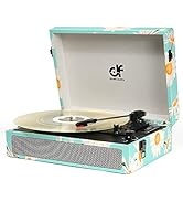 Vinyl Record Player Bluetooth with Built-in Speakers, Vintage Portable Turntable 3 Speed with USB...