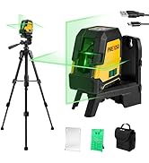 PREXISO Laser Level with Tripod - 100Ft Rechargeable Dual Modules Line Laser, Self Leveling Wide ...