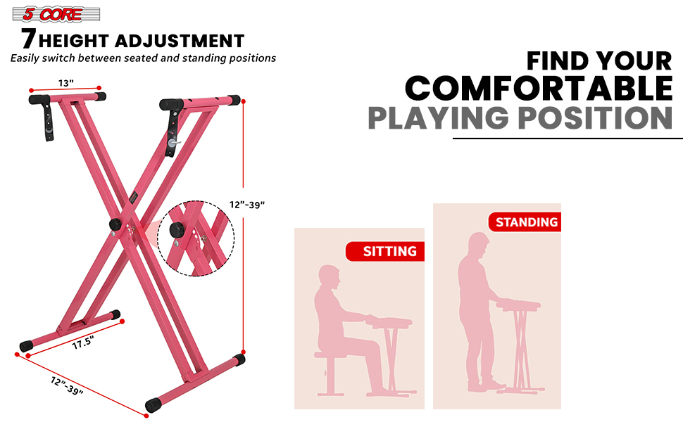 Keyboard Stand Single X Style 7 Adjustable Digital Electric Piano 61 76 88 Keys