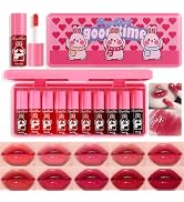 MooGlamor 10 Pcs Lip Tint Set Cute Glossy Lip Stains and Matte Lipsticks with Long-lasting and Qu...