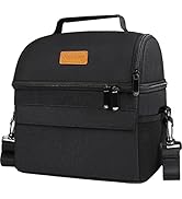 Dual Compartment Lunch Bag for Women Men, Reusable Insulated Lunch Bags Cooler Tote Box with Adju...