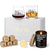Imourari Couple Gifts Date Night: Mr and Mrs Wine Glasses Dice Candle Set