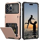 Nvollnoe Compatible with iPhone 15 Pro Max Case with Card Holder[Store 5 Cards] Dual Layer Heavy ...