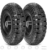 TICONN 4.10/3.50-4" Tire and Wheel Flat Free, 2 Pack 10" Solid Rubber Tires with 5/8” Axle Bore H...
