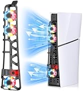 FASTSNAIL RGB Cooling Fan for PS5 Slim Digital/Disc, Automatic Fan Speed Adjustable by Temperatur...