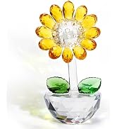 TOPZEA Crystal Sunflower Figurine, Glass Flower Collectibles Sunflower Ornament Status Desk Cryst...