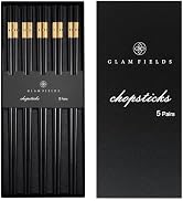 GLAMFIELDS 5 Pairs Premium Chopsticks Reusable Dishwasher Safe 9.5 Inch Fiberglass Chop Sticks Gi...