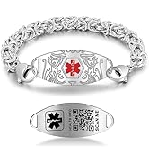 Theluckytag Upgraded Medical Bracelets Men Women with QR Code Medical Alert ID Bracelets - Titani...