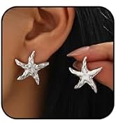 Dainty 14K Gold Starfish Star Earrings for Women Holiday Vacation Beach Jewelry Accessories Boho ...
