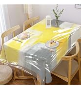 MCALK Yellow Rectangle Tablecloth and Frosted White Plastic Tablecloth Protector, Stain and Wrink...