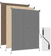 HOMEDEMO Outdoor Roller Shades for Patio, 8'W x 6' H Roll up Shade for Outside, Sun Roller Shade ...