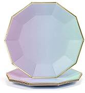 Coterie Pastel Ombre Large Paper Plates (Set of 10) - Cute Party Plates For Kids Birthday, Mermai...