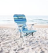Caribbean Joe Folding Beach Chair, 4 Position Portable Backpack Foldable Camping Chair with Headr...