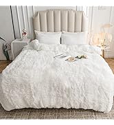 CHOSHOME Plush Shaggy Duvet Cover Queen Size, 3 PCS Fluffy Comforter Fuzzy Flannel Bedding Sets(1...