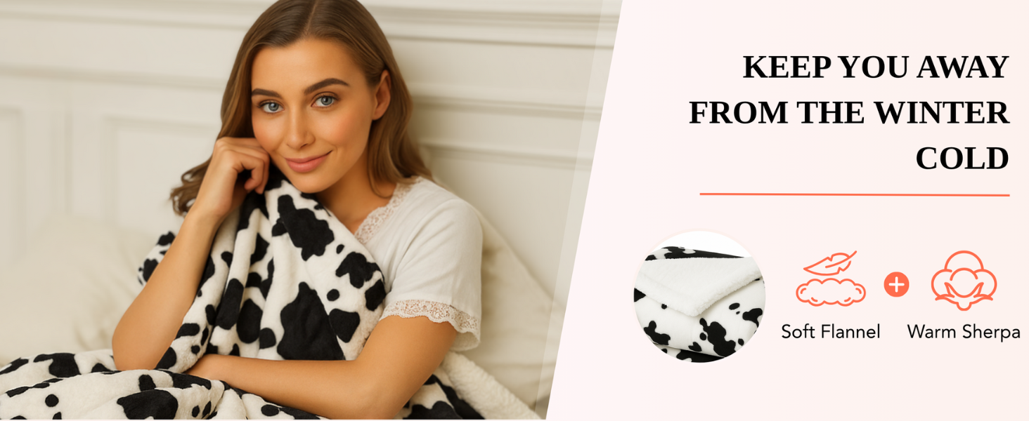 heated throw blanket cow print