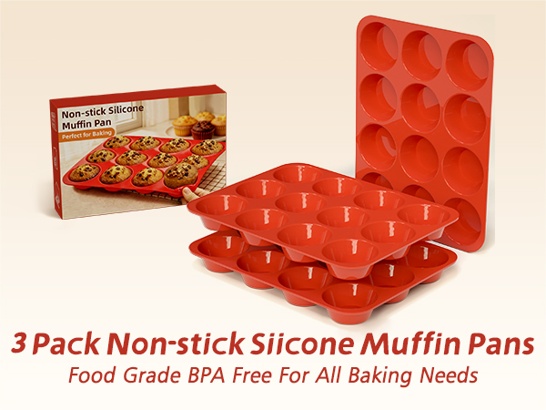 3PackNon-stickSiicone Muffin Pans