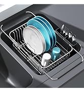 Apartment RV Small Dish Drainer Drying Rack Over The Sink In Stainless Steel for Narrow Kitchen, ...
